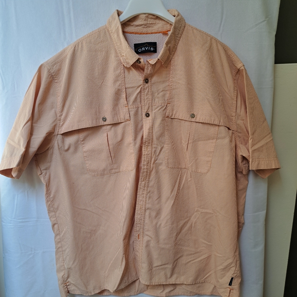 Orvis Men's Size XXL‎ Open Air Caster Button Fishing Shirt Active Fit Peach SS